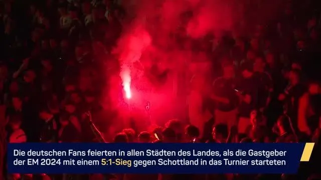 Deutsche Fans feiern Auftaktsieg gegen Schottland