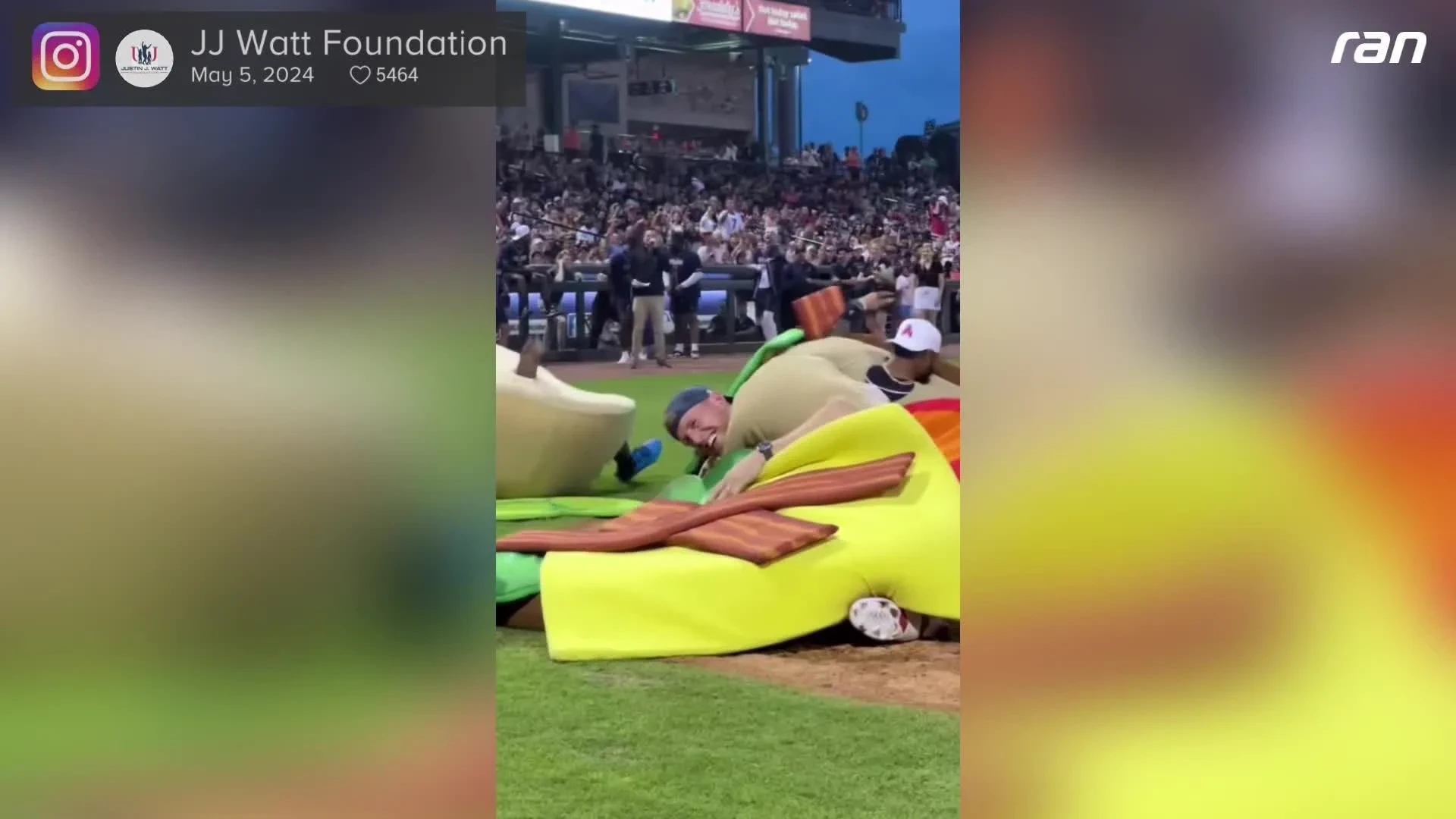 Watt in burger costume! NFL legend makes a curious charity appearance