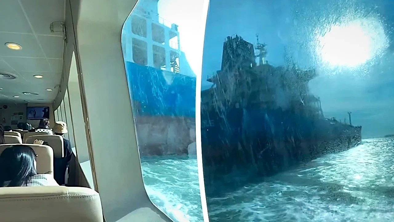 Tankowiec zderza się z promem pasażerskim na Cieśninie Singapurskiej