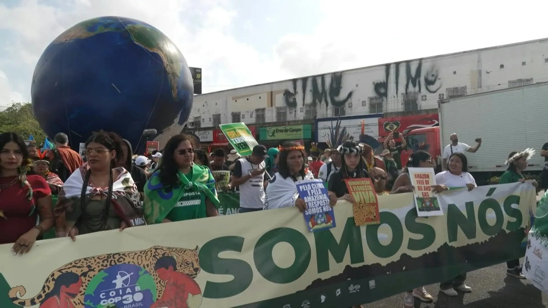 Several thousand turn out for Global Climate March in Belem during COP30